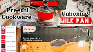 Preethi Cookware  NonStick  Milk Pan  Unboxing amp review  Dura Collection  cookware [upl. by Frerichs]