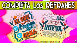 COMPLETA Los REFRANES Cortos POPULARES Con Su SIGNIFICADO 🚥 TEST Para NIÑOS 🧠 FRASES HECHAS 💤 [upl. by Ahsilem]