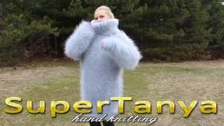 22022013 Light grey hand knitted very soft and fuzzy mohair Tneck sweater by SuperTanya [upl. by Sheilah]