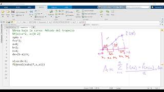 Área bajo la curva Método del trapecio con Matlab [upl. by Gardiner]