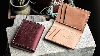 Making a Vertical Leather Card Wallet By Hand [upl. by Attehcnoc]