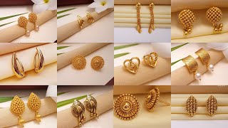 Stud Gold Earrings Designs with Price and Weight  Gold Studs Designs Indhus Jewellery collection [upl. by Renrag591]