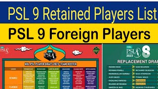 PSL 9 Retentions Scenario  PSL 9 Foreign Players Update  PSL 9 Schedule amp Venue  PSL 9 Squads [upl. by Boni]