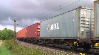 SBB Re 482 mit Containerzug und DB Fernverkehr 411 in PostbauerHeng [upl. by Heigho]