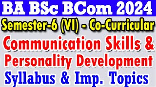 BA BSc 6th Semester Cocurricular  ba 6th semester co curricular subject important topics syllabus [upl. by Herc]