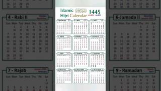 Islamic Calendar 🗓 1445 Hijri hijricalendar viralyoutubeshorts share [upl. by Haidabez913]