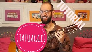 Come si suona TATUAGGI degli PSICOLOGI feat ARIETE Tutorial chitarraaccordi con e senza capotasto [upl. by Travus862]