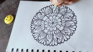 Mandala Art for Beginners  Step by Step  Mandala Drawing  Zen tangle Art  Doodle Art [upl. by Cirderf]