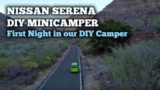 First Night in our Van  Mini Camper Van Conversion in Gran Canaria  Nissan Serena Minivan E8 [upl. by Yanej]