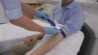 How to apply a tourniquet for clinical skills cannulation and venepuncture [upl. by Lleynod]