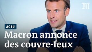 Covid19  Macron annonce un couvrefeux ciblé lappli «Tous antiCovid» et des aides à la relance [upl. by Yentihw567]