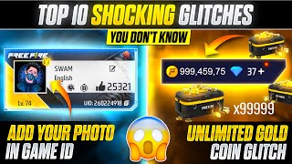 TOP 10 SHOCKING GLITCHES YOU DONT KNOW 😲 GARENA FRE FIRE [upl. by Romine]