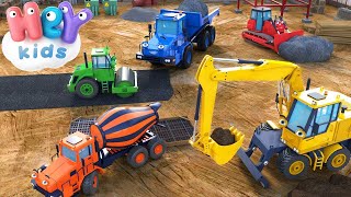 Les engins de chantier dessin animé 🚚 Tractopelle bulldozer grue camion  HeyKids  Comptine bébé [upl. by Camus502]