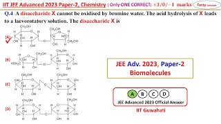 Q4 A disaccharide X cannot be oxidised by bromine water The acid hydrolysis of X leads to a [upl. by Nidorf]