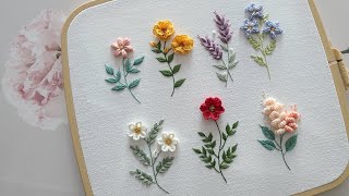 프랑스자수  7가지 입체꽃자수 7 3D Flower Embroidery [upl. by Elleuqar]