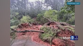 Pali Hwy closed through weekend as crews clear landslide [upl. by Adeuga]