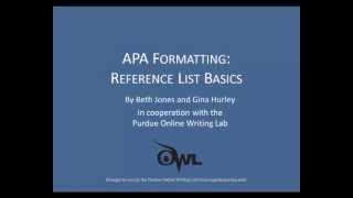 Purdue OWL APA Formatting Reference List Basics [upl. by Winnifred]