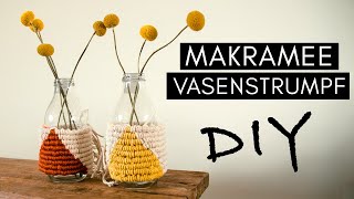 DIY Makramee Flaschendeko  Vasenstrumpf als Geschenkidee  Altglas Recycling Upcycling [upl. by Oneg294]