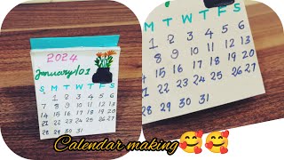 Mini desk calendar of 2024calendar making tutorial Craft ideashandmade calendar🗓️2024 calendar [upl. by Silden]