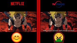 ESCANOR VS MELIODAS FULL FIGHT  NETFLIX vs TOKYOTV 20 DIFFERENCES [upl. by Zenia]