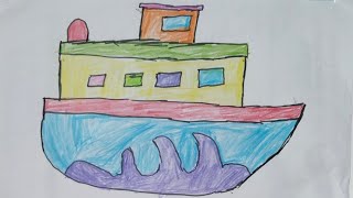 how to draw the boat boat drawing and coloring naw banane ka tarika [upl. by Duky]