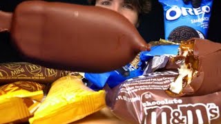 Mikey ASMR chocolate ice cream Oreo cookie sandwich Mukbang bites only [upl. by Millda842]