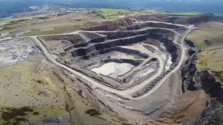 Titterstone Clee Hill Quarry aerial views 4k [upl. by Yatnod]