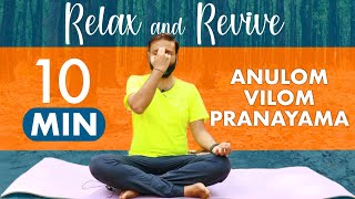 10 Min Anulom Vilom Pranayama  10 Minute Guided Meditation amp Pranayama  Yoga for Beginners [upl. by Onimod]