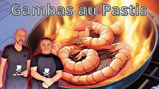 🦐Gambas flambées au pastis  Un spectacle gustatif Recette [upl. by Temp]