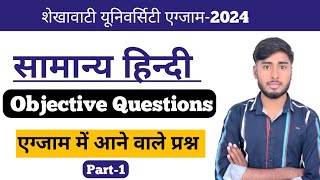 सामान्य हिन्दीShekhawati University ba 1st year general Hindi objective question2024 [upl. by Zerline]