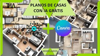 Planos de casas con Inteligencia artificial gratis en Canva  generar planos y modelos 3D con IA [upl. by Gierc]