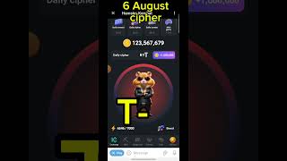 6 August Daily Cipher ।। Hamster kombat Todayshorts video [upl. by Jezrdna]