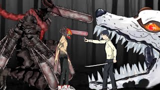 Denji Devil Chainsaw Man vs Aki Hayakawa Kon  Drawing Cartoon 2 [upl. by Abercromby]