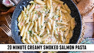 Creamy OnePan Smoked Salmon Pasta  Quick amp Easy 20 Minute Recipe [upl. by Baseler]