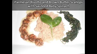 Parmesan Risotto  Brown Butter Scallops  Sautéed Spinach  2021 Kick Off Collab onebighappyfamily [upl. by Arhaz]