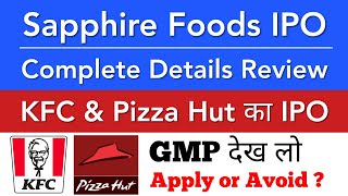 SAPPHIRE FOODS IPO 📋 KFC IPO 🍗 PIZZA HUT IPO 🍕 REVIEW GMP • UPCOMING IPO NOVEMBER 2021 • STOCK INDIA [upl. by Maura]