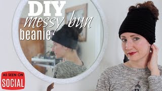 DIY Messy Bun Beanie  As Seen On Social [upl. by Ssor]