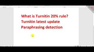 What is 20 detection rule of turnitin  Turnitin new update [upl. by Chaing]