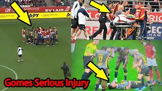 Angel Gomes terrible head injury Collided with Amadou  Reims vs Lille LOSC  Angel Gomes injury [upl. by Eitsyrc]