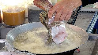 FANTASTIC Street Food Whole GROUPER Fish Sweet and Sour Sauce [upl. by Thackeray]