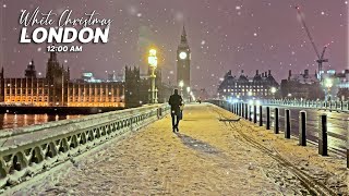 Midnight Snowfall in Westminster London  4K Walking tour of London in the Winter Snow [upl. by Britney]