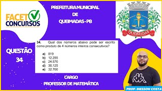 FACET I QUEIMADASPB MATEMÁTICA QUESTÂO 34 facet matematica queimadas facet2024 professor [upl. by Ayaet]