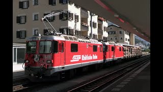 Rhätische Bahn  Großer VerkehrsknotenBahnhof Samedan im Engadin  Aufnahmen von 20182023 [upl. by Irakab]