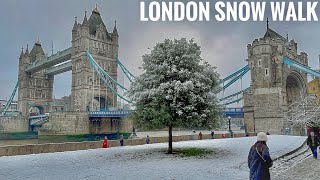 It’s Snowing in London  After Snowfall in London Tower Bridge Dec 2022  London Snow Walk 4K HDR [upl. by Yecies]