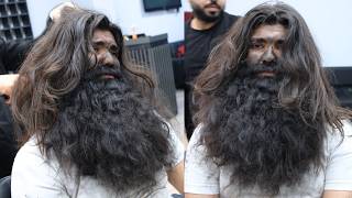 10 YEARS BEARD Homeless Man Insane Transformation [upl. by Ynot]