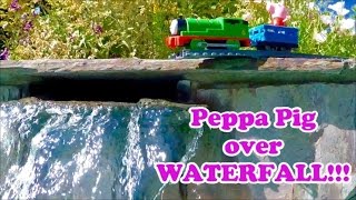 Peppa Pig  over WATERFALL Thomas and Friends Percy Thomas the train [upl. by Imoyik589]