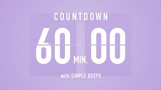 60 Min  1 Hour  Countdown Flip Clock Timer  Simple Beeps 🫐 🔔 [upl. by Eleaffar758]