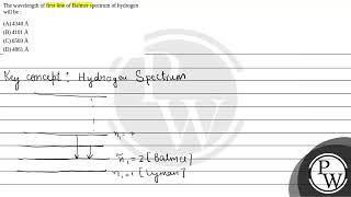 The wavelength of first line of Balmer spectrum of hydrogen will be [upl. by Nyleahcim]