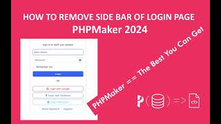 Remove Sidebar of Login Page  PHPMaker 2024 [upl. by As919]