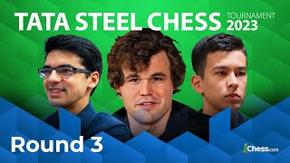 Can Magnus Anish Ding and Nordirbek HOLD Their Lead The 2023 Tata Steel Masters  RD 3 [upl. by Greenleaf]